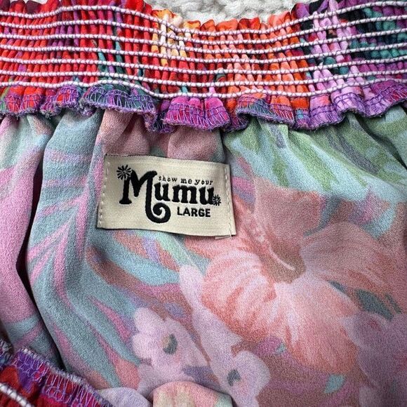 Show Me Your Mumu Rosarita Off The Shoulder Romper Pink Tropical - Picture 6 of 12